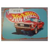 Hot Wheels Metal Sign Featuring Red Car Design w2