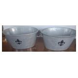 Two Galvanized Metal Tubs with Fleur-de-Lis