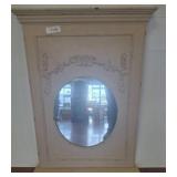 24x34 Distressed Wood Mirror With Floral Detailing