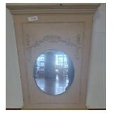 24x34 Distressed Wood Mirror With Floral Detailing