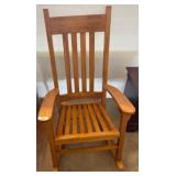 Wooden Slat-Back Rocking Chair