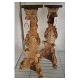 Carved Wooden Candleholders