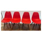 MCM Style Plastic Chairs with Wooden Legs 4 pc