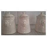 Three LaLu & Co. Ceramic Canisters