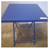 Folding Blue Patio Accent Table, Metal