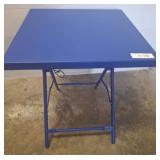 Folding Blue Patio Accent Table, Metal