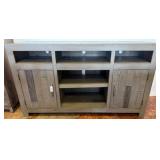 Gray Wood TV Stand with Storage Compartments