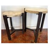 Two Accent Tables with Faux Stone Tops