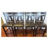 Four Dark Wood Bar Stools