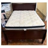 Full-Size Wooden Sleigh Bed Frame With Mattress