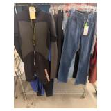 Apparel Lot: Wetsuits, Jeans, and Pants
