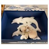 Decorative Dolphin Figurines and Shell Ornament