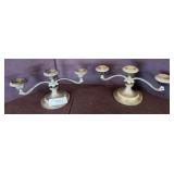 Silver-Tone Three-Light Candelabras