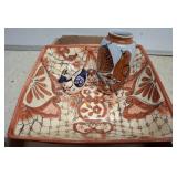Mexican Tonala Pottery Lot: Tray, Bird, and Vase