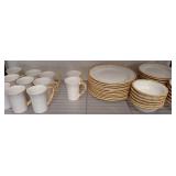 White Dish Set With Bamboo-Style Detailing