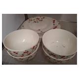 Cherry Pattern Bowls and Plates Set