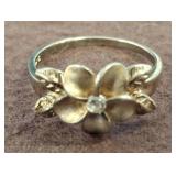 Sterling Silver Plumeria Flower Ring, Size 9 sc3