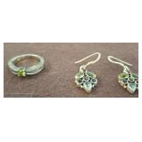 Sterling Silver Ring and Gemstone Earrings Set sc3