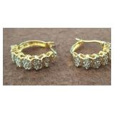 Gold-Vermeil Hoop Earrings with CZ Accents sc3