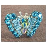 925 Silver Ring with Blue Butterfly Design size 6