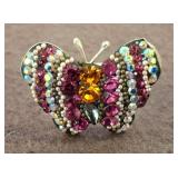 Sterling Silver Butterfly Ring With Gemstone Accen