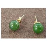 14K Gold Earrings with Green Jade Beads sc3