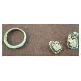Sterling Silver Ring and Heart Earrings Set sc3