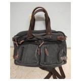 Gray Canvas Bag with Multiple Zippers