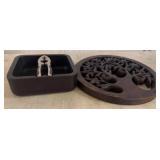 Wood Nutcracker Set with Tree Design Lid