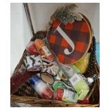Basket of Crafting Supplies and Decor
