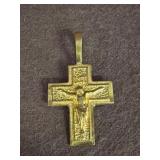 Gold Crucifix Pendant with INRI Inscription