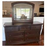 Dark Wood Dresser with Mirror