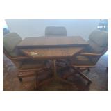 Oak Dining Set with Three Upholstered Chairs
