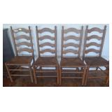 Four Ladder-Back Rush Seat Chairs