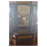 Black Dresser with Mirror and Woven Accents