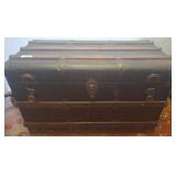 Wood and Metal-Bound Storage Trunk, Rectangular