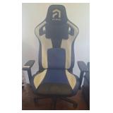 Atrix Blue and White Gaming Chair on Casters