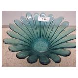 Blue Glass Flower-Shaped Bowl