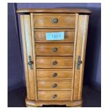 Wooden Jewelry Organizer with Drawers and Hooks