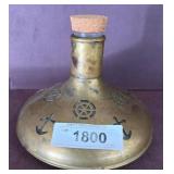 Brass Vessel with Cork Stopper and Anchor Motif
