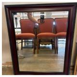 Framed Wall Mirror With Mahogany Finish
