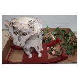 Decorative Items Lot: Cow, Wreath, and Wall Hangin