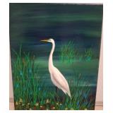 White Heron Painting by Dudek, 11" ï¿½ 14"