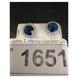 925 Silver Stud Earrings with Blue Stones