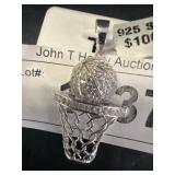 Sterling Silver Basketball Hoop Pendant