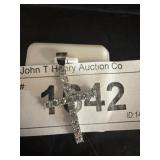 Sterling Silver Cross Pendant with CZ Stones