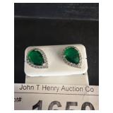 Sterling Silver Green Gemstone Earrings