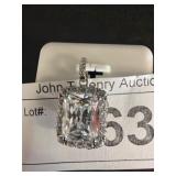 Rectangular CZ Pendant on Sterling Silver Setting