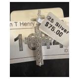 Sterling Silver Cross Pendant with Rhinestones