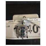 Turtle Pendant with Blue Gemstones in 925 Silver